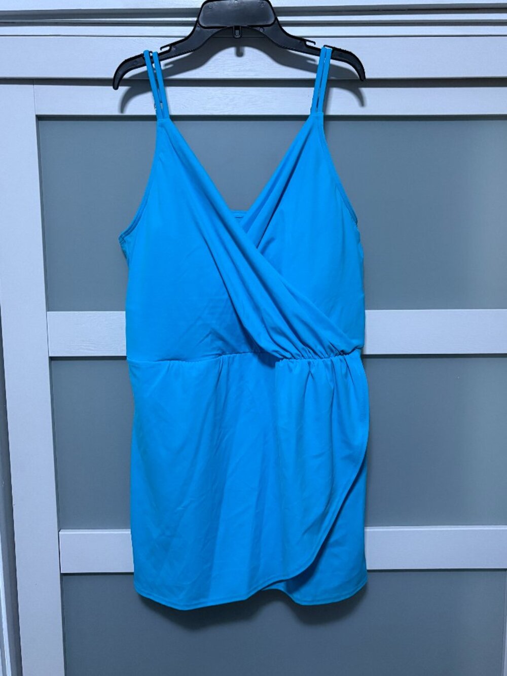 Lands' End Womens Light Blue Turquoise Swimsuit Swim Dress sz XXL 20  EUC